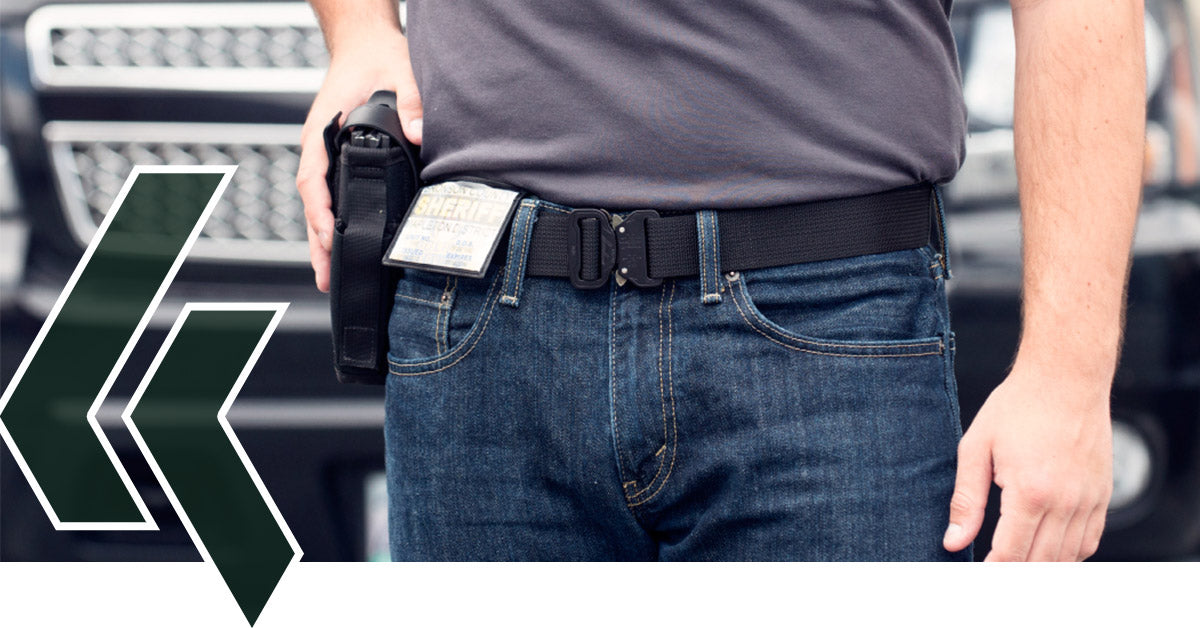 Image of a police officer wearing a gun belt from Klik Belts.