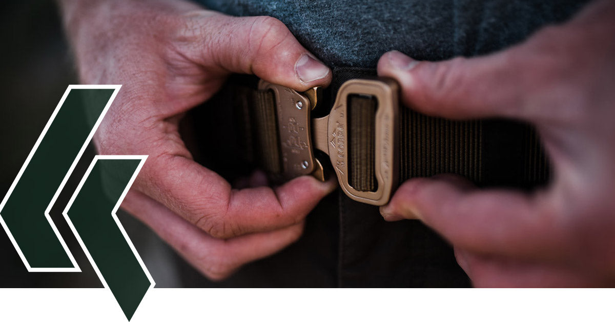 Image of a man wearing a tactical belt from Klik Belts.